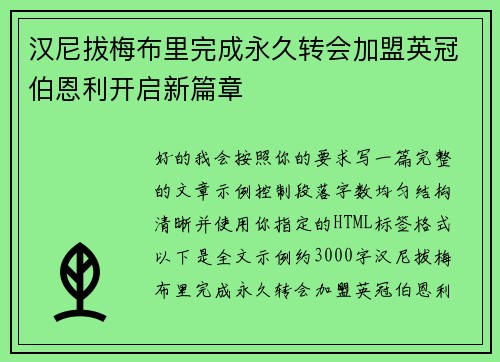 汉尼拔梅布里完成永久转会加盟英冠伯恩利开启新篇章 汉尼拔梅布里完成永久转会加盟英冠伯恩利开启新篇章